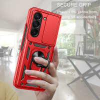 Outdoor Panzer Hülle für Samsung Galaxy Z Fold 6 mit Kameraschutz Ringhalter Rot