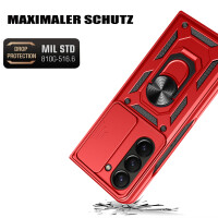 Outdoor Panzer Hülle für Samsung Galaxy Z Fold 6 mit Kameraschutz Ringhalter Rot
