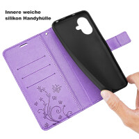 Handyhülle für Apple iPhone 16 – Klapphülle Blume Lila