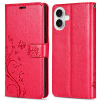 Handyhülle für Apple iPhone 16 – Klapphülle Blume Rot