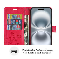 Handyhülle für Apple iPhone 16 – Klapphülle Blume Rot