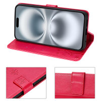 Handyhülle für Apple iPhone 16 – Klapphülle Blume Rot