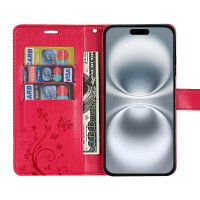 Handyhülle für Apple iPhone 16 – Klapphülle Blume Rot