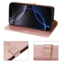 Handyhülle für Apple iPhone 16 Pro – Klapphülle Blume Roségold