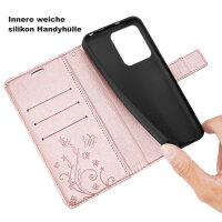 Handyhülle für Apple iPhone 16 Pro – Klapphülle Blume Roségold