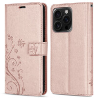 Hülle für iPhone 16 Pro Handy Tasche Handyhülle Schutzhülle Klapphülle Rosegold