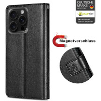Hülle für iPhone 16 Pro Handy Tasche Handyhülle Schutzhülle Klapphülle Schwarz