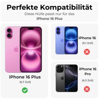 Handyhülle für Apple iPhone 16 Plus – Klapphülle Blume Grau