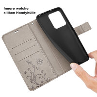 Handyhülle für Apple iPhone 16 Pro Max – Klapphülle Blume Grau