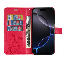 Handyhülle für Apple iPhone 16 Pro Max – Klapphülle Blume Rot