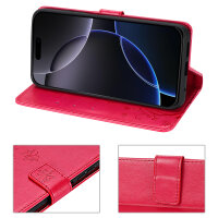 Hülle für iPhone 16 Pro Max Handy Tasche Handyhülle Schutzhülle Klapphülle Rot