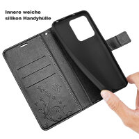 Handyhülle für Apple iPhone 16 Pro Max – Klapphülle Blume Schwarz