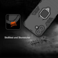 Hülle iPhone 16 Plus Handyhülle Stoßfest 360° Drehbarer Ring Ständer TPU Back Cover Schwarz