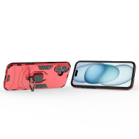 Hülle iPhone 16 Handyhülle Stoßfest 360° Drehbarer Ring Ständer TPU Back Cover Rot