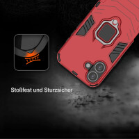 Hülle iPhone 16 Handyhülle Stoßfest 360° Drehbarer Ring Ständer TPU Back Cover Rot