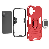 Hülle iPhone 16 Handyhülle Stoßfest 360° Drehbarer Ring Ständer TPU Back Cover Rot