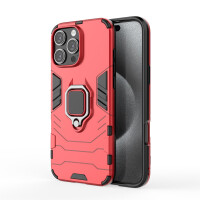 Hülle iPhone 16 Pro Max Handyhülle Stoßfest 360° Drehbarer Ring Ständer TPU Back Cover Rot