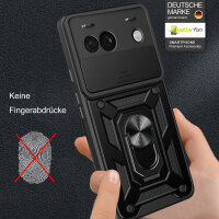 Outdoor Panzer Hülle Google Pixel 8A Handyhülle mit Kameraschutz Ringhalter Cover Schwarz