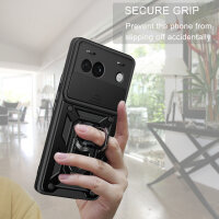Outdoor Panzer Hülle Google Pixel 8A Handyhülle mit Kameraschutz Ringhalter Cover Schwarz