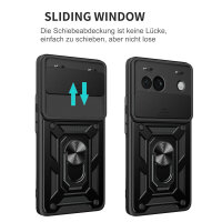Outdoor Panzer Hülle Google Pixel 8A Handyhülle mit Kameraschutz Ringhalter Cover Schwarz