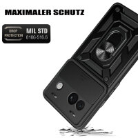 Outdoor Panzer Hülle Google Pixel 8A Handyhülle mit Kameraschutz Ringhalter Cover Schwarz