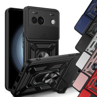 Outdoor Panzer Hülle Google Pixel 8A Handyhülle mit Kameraschutz Ringhalter Cover Schwarz
