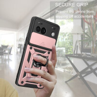 Outdoor Panzer Hülle Google Pixel 8A Handyhülle mit Kameraschutz Ringhalter Cover Rosegold