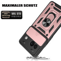 Outdoor Panzer Hülle Google Pixel 8A Handyhülle mit Kameraschutz Ringhalter Cover Rosegold