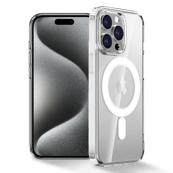 Hülle MagSafe mit integrierter Magnet für iPhone 15 Pro Max Handyhülle Bumper Transparent