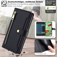 Handykette Google Pixel 9 Pro Hülle mit Band Handyhülle Kartenfächer PU Leder Umhängetasche Schwarz
