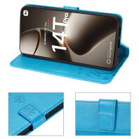 Hülle Xiaomi 14T Pro, Handy Tasche Handyhülle Wallet Case Flip Cover Klapphülle Blau