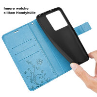 Hülle Xiaomi 14T Pro, Handy Tasche Handyhülle Wallet Case Flip Cover Klapphülle Blau