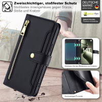Handykette Xiaomi 14T Hülle mit Band Handyhülle Kartenfächer PU Leder Umhängetasche Schwarz