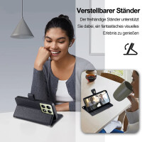 Handykette Xiaomi 14T Hülle mit Band Handyhülle Kartenfächer PU Leder Umhängetasche Schwarz