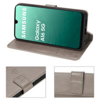 Handy Tasche für Samsung Galaxy A16 5G Hülle Handyhülle Klapphülle Wallet Case Grau