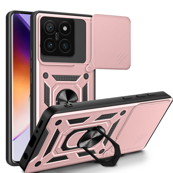 Outdoor Panzer Hülle Xiaomi 14T Pro Handyhülle Kameraschutz Ringhalter in Rosegold