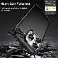 SPARSET Carbon Hülle + 2x 9H Panzerfolie für iPhone 16 Pro Max, Schutz Outdoor Case Cover