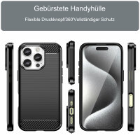 SPARSET Carbon Hülle + 2x 9H Panzerfolie für iPhone 16 Pro Max, Schutz Outdoor Case Cover