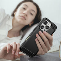 SPARSET Carbon Hülle + 2x 9H Panzerfolie für iPhone 16 Pro Max, Schutz Outdoor Case Cover