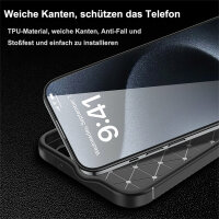 SPARSET Carbon Hülle + 2x 9H Panzerfolie für iPhone 16, Schutz Outdoor Case Cover