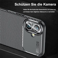 SPARSET Carbon Hülle + 2x 9H Panzerfolie für iPhone 16, Schutz Outdoor Case Cover
