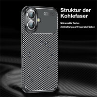 SPARSET Carbon Hülle + 2x 9H Panzerfolie für iPhone 16, Schutz Outdoor Case Cover
