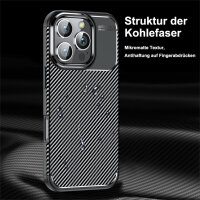 SPARSET Carbon Hülle + 2x 9H Panzerfolie für iPhone 16 Pro Max, Schutz Outdoor Case Cover