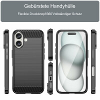 SPARSET Carbon Hülle + 2× 9H Panzerfolie für Apple iPhone 16