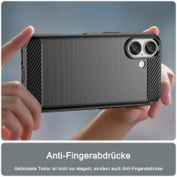 SPARSET Carbon Hülle + 2x 9H Panzerfolie für iPhone 16 Plus, Schutz Outdoor Case Cover
