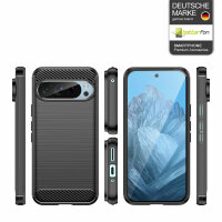 SPARSET Carbon Hülle + 2x 9H Panzerfolie für Google Pixel 9 / 9 Pro, Schutz Outdoor Case Cover