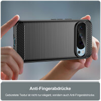 SPARSET Carbon Hülle + 2x 9H Panzerfolie für Google Pixel 9 / 9 Pro, Schutz Outdoor Case Cover
