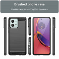 SPARSET Carbon Hülle + 2x 9H Panzerfolie für Moto G84, Schutz Outdoor Case Cover