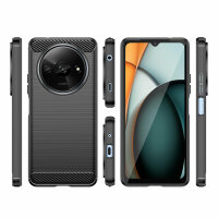 SPARSET Carbon Hülle + 2x 9H Panzerfolie für Xiaomi Redmi A3, Schutz Outdoor Case Cover