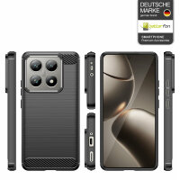 SPARSET Carbon Hülle + 2x 9H Panzerfolie für Xiaomi 14T, Schutz Outdoor Case Cover